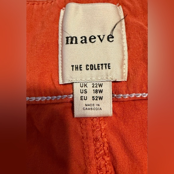 18W Maeve by Anthropologie The Colette Cropped Wide-Leg High-rise Pants Orange - Picture 7 of 10